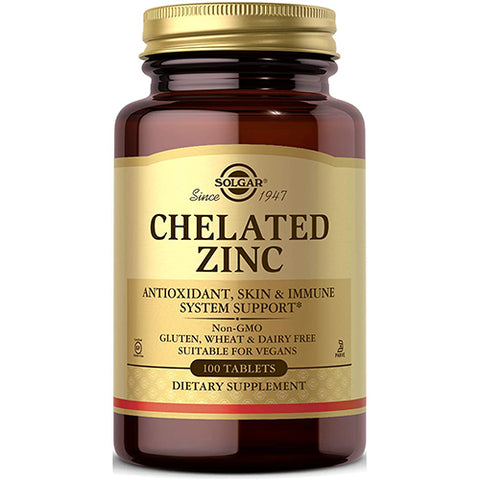 Solgar Chelated Zinc Tablets - Pack of 100 - Supports Healthy Brain Function