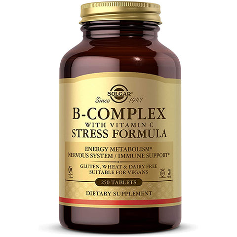Solgar Vitamin B-Complex with Vitamin C Tablets - Pack of 250 - Reduces Tiredness & Fatigue