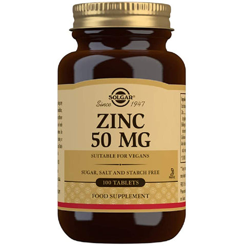 Solgar Zinc 50 mg Tablets - Pack of 100 - High Strength Formulation